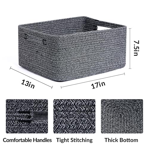 Large Storage Baskets for Shelves (3pcs-L17×W13×H7.5" / Dark Gray)