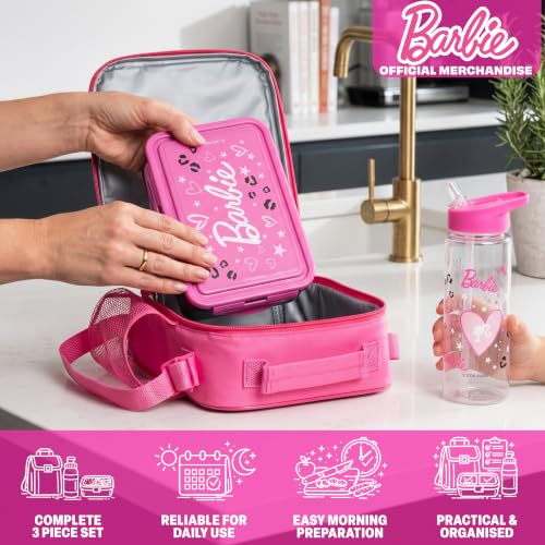 Barbie Girls Lunch Box 3Pc Set (Pink Barbie)