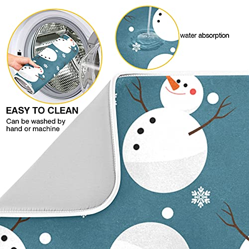 Super Absorbent Dish Drying Mat (Snowman Snowflake Cute Christmas Holidays / 16" x 18")