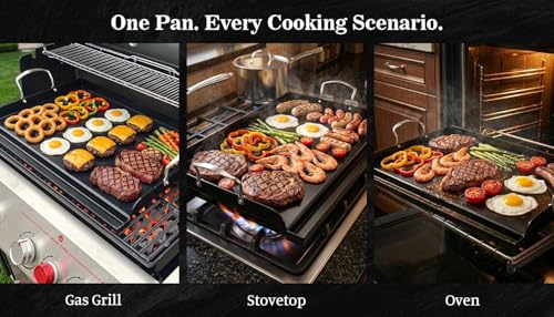 25 x 16 Inch NanoCeramic Cast Iron Griddle for Gas Grills (25" x 16" x 2.6")