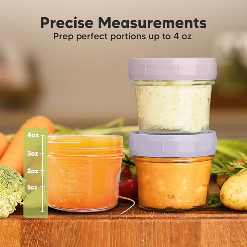 12pk 4oz Glass Baby Food Containers with Lids (12-pk 4 Ounce / Lilac)