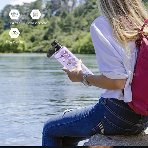 Glass Water Bottle (Purple / 32 Ounces)