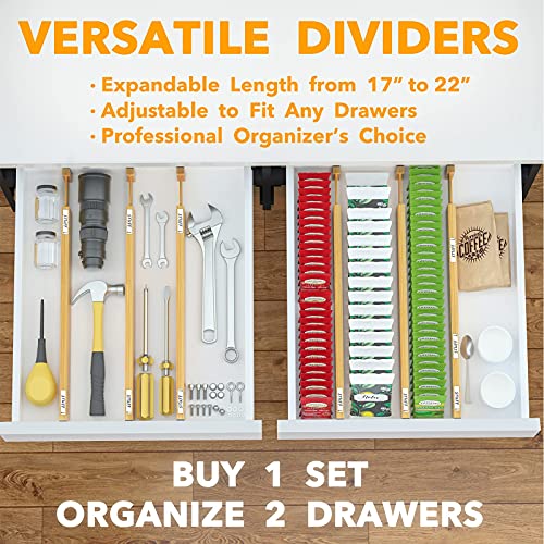 Bamboo Drawer Dividers with Labels (Long (17-22 in))