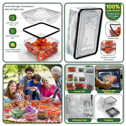 50 Pcs Large Food Storage Containers with Lids Airtight (50 Pcs - Multi)