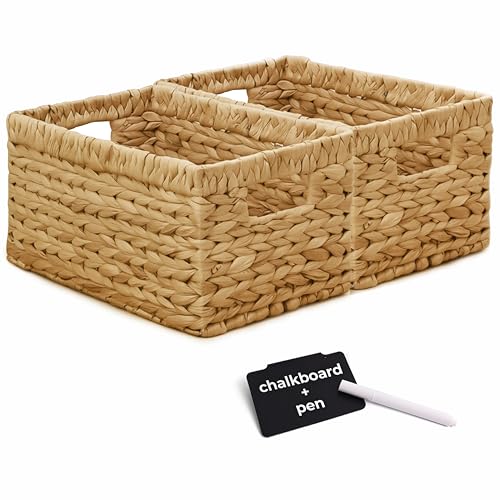 KOKODO Wicker Storage Basket Set of 2 (Natural / Medium Set 2 12.5"Lx7.5"W)