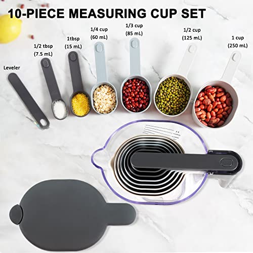 22 Pc Stackable Measuring Cups and Spoons Set with Lid (22 Count)