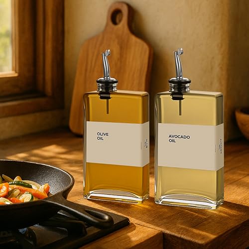 Glass Oil Dispenser for Kitchen (Silver / 11.8 fl oz (4-Pack))