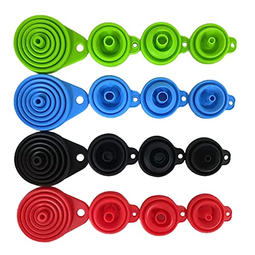Set of 4 Silicone Collapsible Kitchen Funnel