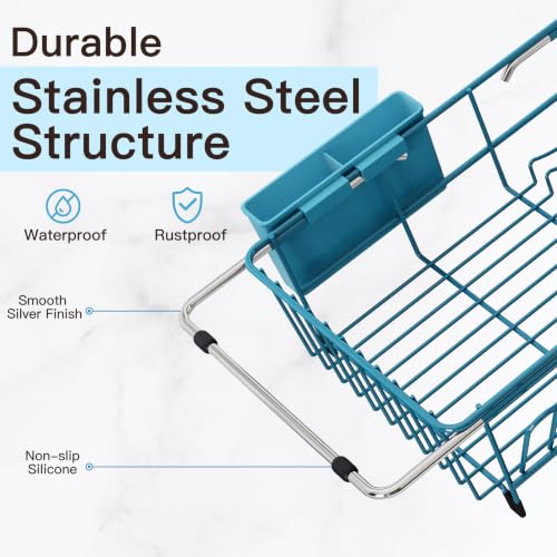 Blue Dish Drying Rack in Sink (Blue / For 12"-30"w Sink)