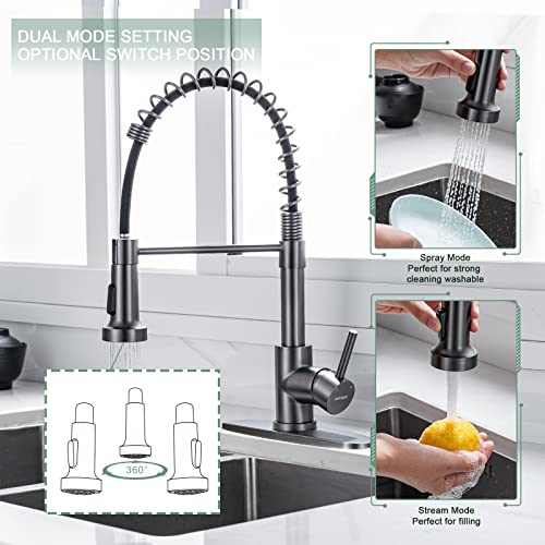 Pull Down Kitchen Faucet (Matte Gray)