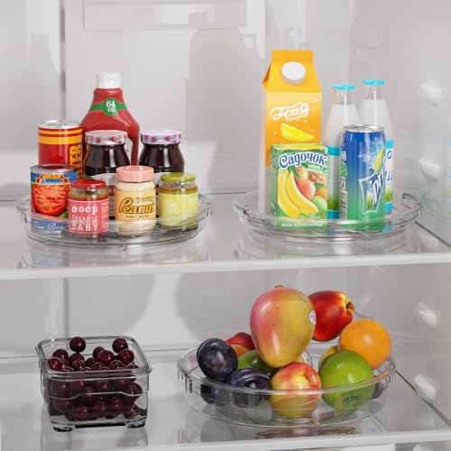 3 Pack Lazy Susan Organizer Turntable for Cabinet (Clear / 3 Pack 12in+10.6in+9.25in)