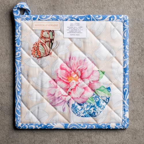Pot Holders 100% Cotton Potholders (017 - Canton / 8" x 8" (Pot Holder Pack of 2))