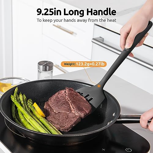 Silicone Turner Slotted Spatula (Black / 13.6")