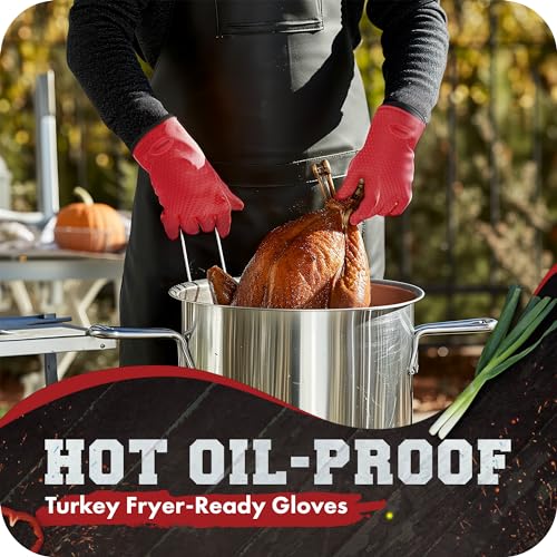 Silicone Smoker BBQ Gloves (Chili Red / One Size Fits Most)