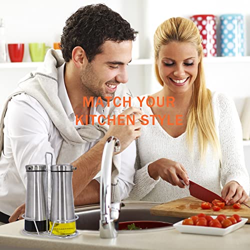 Oil And Vinegar Dispenser Set with Caddy (Clear)