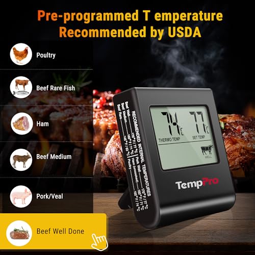 TempTrack Large LCD Digital Meat Thermometer for Cooking