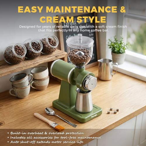 Electric Burr Coffee Grinder (Pea Green)