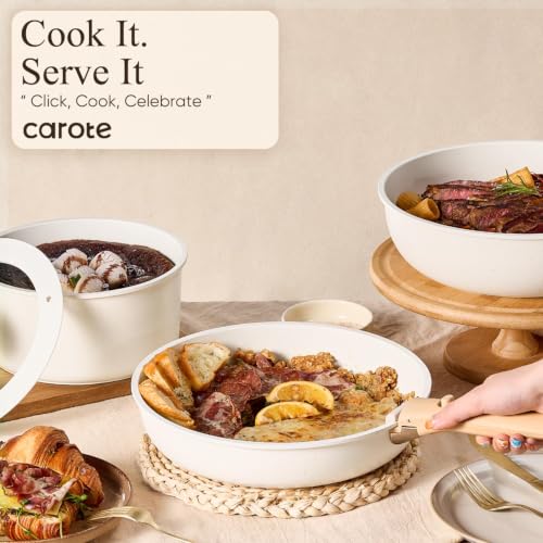 Pots and Pans Set Non Stick (White / 21 Piece)