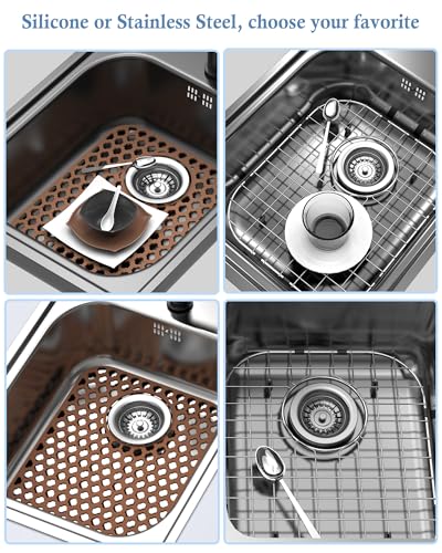 2 Pack Silicone Sink Protector Mat for Kitchen Sink Rear Drian Coffee (Coffee)