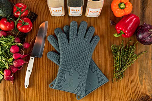 Ekogrips Premium Heat Resistant BBQ Grilling Gloves for Indoor and Outdoor Cooking (XX-Large / Gray)