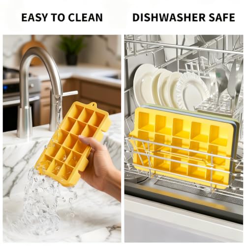 Silicone Ice Cube Tray 3 Pack (Ice Cube Tray 3 Pack / Blue+Green+Yellow)