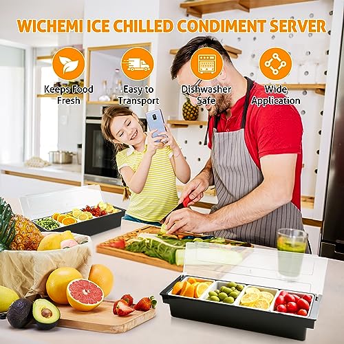 Ice Chilled Condiment Caddy with 4 Removable Trays and Lids (4 Compartment)