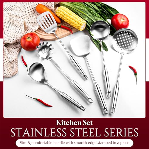 6 Pc Stainless Steel Cooking Utensils Set with Ergonomic Handles (6 Count)