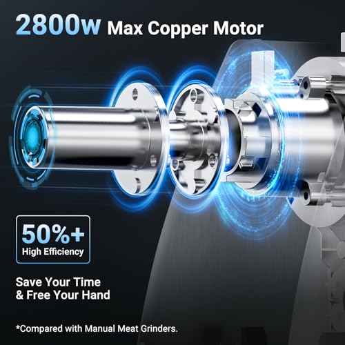 4 in 1 Electric Meat Grinder Heavy Duty & Sausage Stuffer 2800W Max (Stainless Steel+Black)