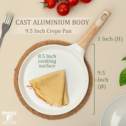 9.5 Inch Nonstick Crepe Pan with Spreader (Stove Crepe Pan / Stove White)