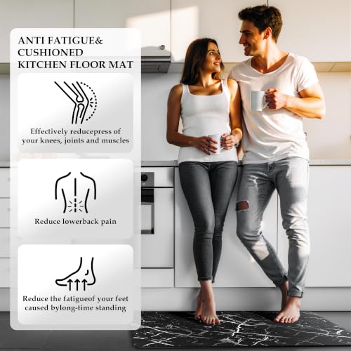 Silver Foil Stamped Marble Kitchen Mats (18.03 sq ft Count)
