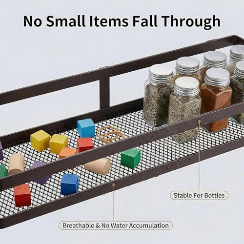 5-in-1 16.5" Extra Long Kitchen Organizer & Shower Caddy Set, Wall Mount Spice Rack with Paper Towel Holder, Utensil Holder & Soap Dish, Rustproof Mesh Storage Rack, Vintage Bronze, Guardrail (Vintage Bronze / 5-in-1 Minimalist (16.5" Extra Long))