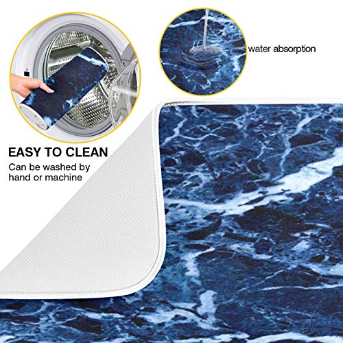 Super Absorbent Dish Drying Mat (Navy Blue Marble / 18" x 24")