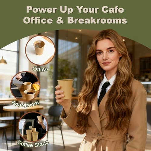 8 oz 100 Pack Disposable Coffee Cups (Kraft-100packs / 8 oz)