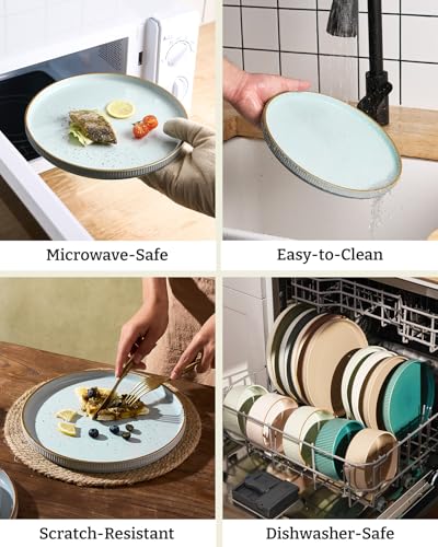 Stoneware Dishes Dinnerware Sets for 6 (Light Blue / Service for 6)