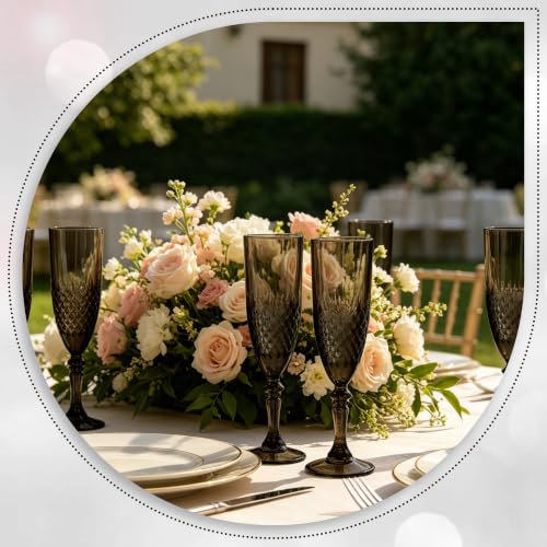 24 Pack Plastic Champagne Flutes (Black)