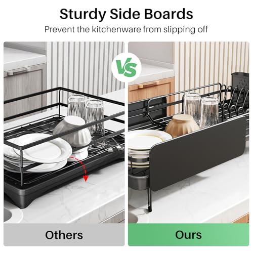 Large Dish Drying Rack for Kitchen Counter (Black)