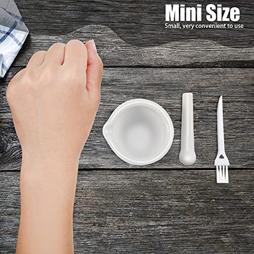 2 Sets Mini Mortar and Pestle Set Porcelain with 2 Brushes (2 Count)