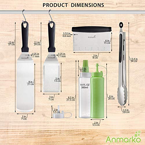 Metal Spatula Set Stainless Steel and Scraper (Plastic handle set (tongs and bottles))