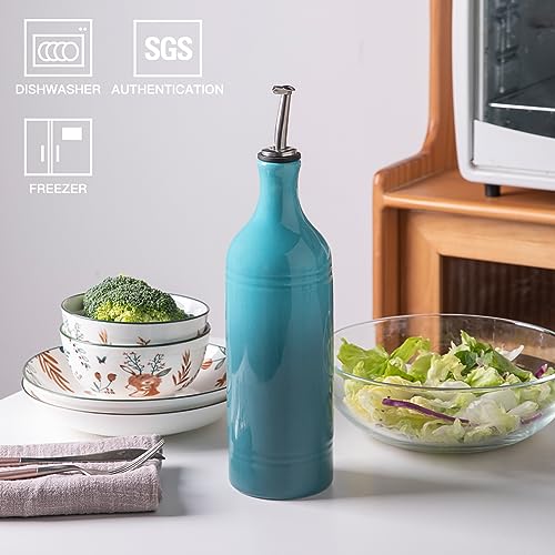 Sweejar Large Ceramic Olive Oil Dispenser Bottle (Modern / Gradient Blue)