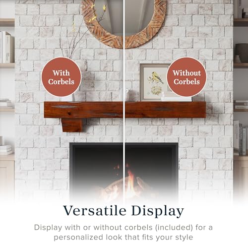 Breckenridge 48” Fireplace Mantel Shelf with Corbels (Cinnamon Rustic / 48 Inch)