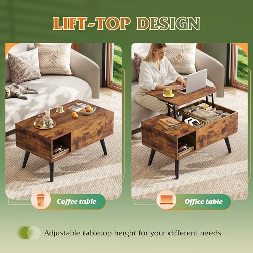 Lift Top Coffee Table with Hidden Storage (Classic Brown / 31.5")