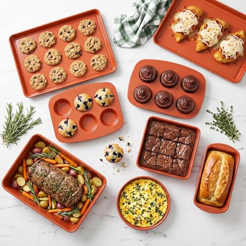 8 Piece Stackable Bakeware Set (Cabernet)
