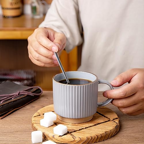 12 OZ Stackable Coffee Mugs Set of 4 (Gray / 12 Ounces)