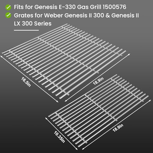 Stainless Steel Grill Grates for Weber Genesis II (18.9" x 26.8" - 66802 Genesis II LX 300)