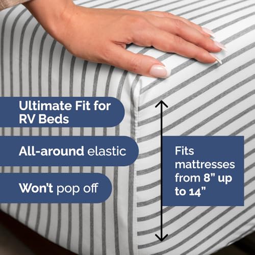 Short Queen Size 4 Piece Bed Sheet Set (45 - Grey Stripes 2 / Short Queen)