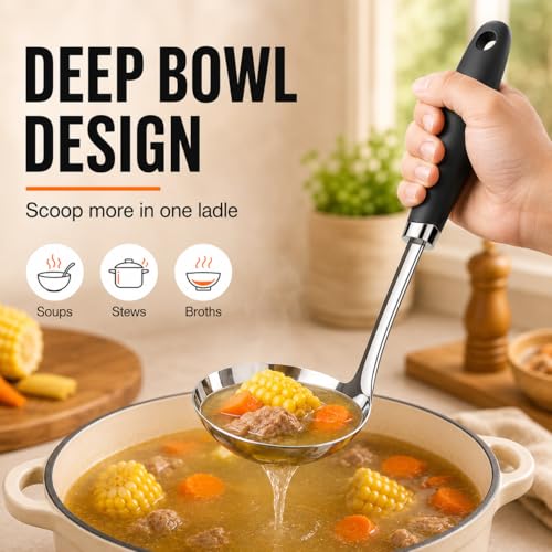 12 Inch Stainless Steel Soup Ladle (B-Silver Ladle)