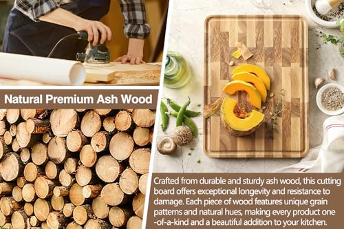 Ash Wood Cutting Board (13.8"L x 9.8"W)