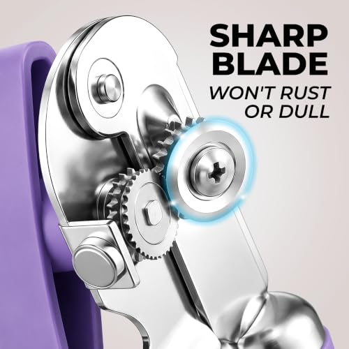 Stainless Steel Swing Open Manual Can Opener Comfortable Grip (Lavender / Swing Open)