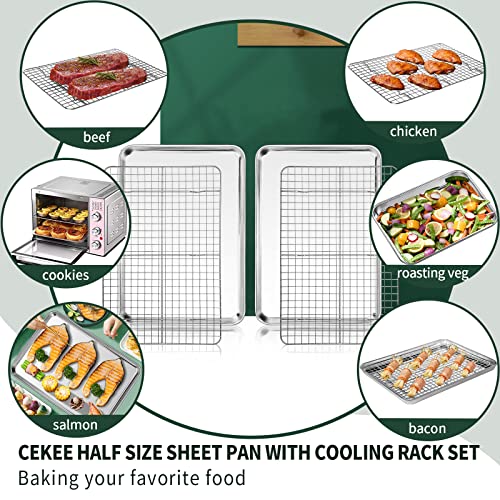 Half Sheet Pans with Rack Set [2 Pans + 2 Racks]