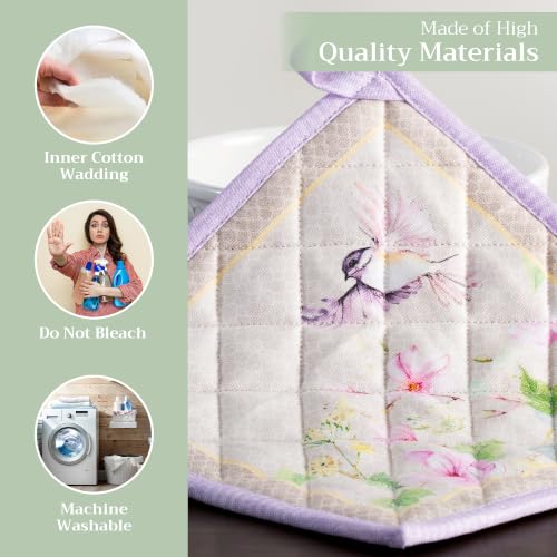 Pot Holders 100% Cotton Potholders (092 - Magnolia Mornings / 8" x 8" (Pot Holder Pack of 2))